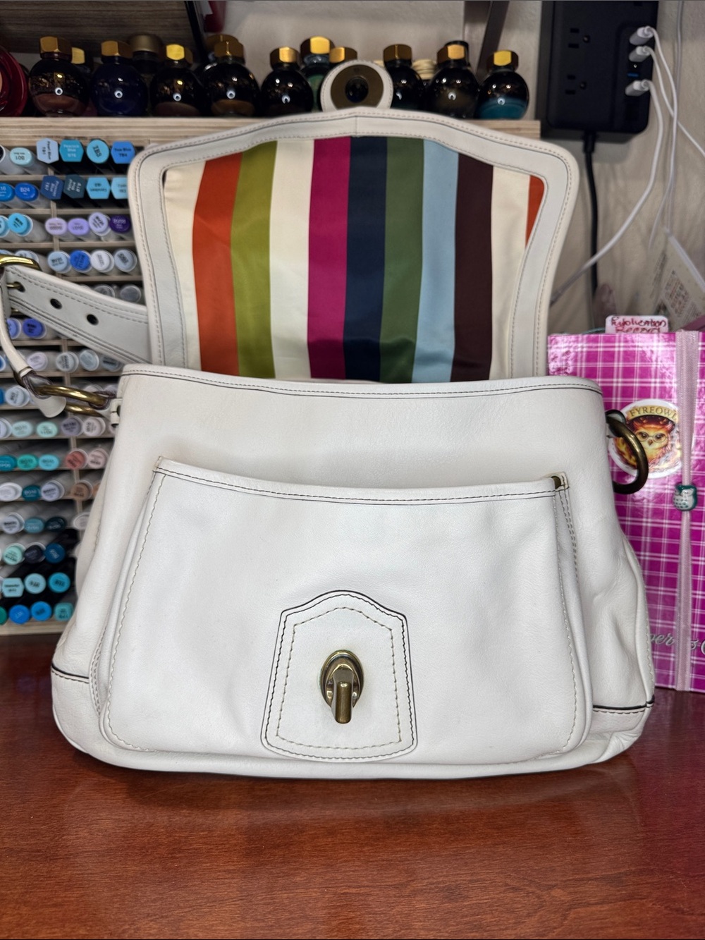 Coach Legacy Ali Flap Shoulder Bag in Chalk colored Vachetta Leather